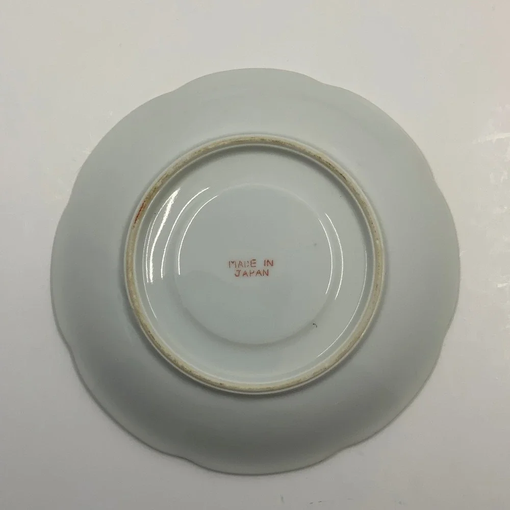 Vintage Made in Japan Peony Floral Moriage Porcelain Blue Gold 5.5 Inch Saucer